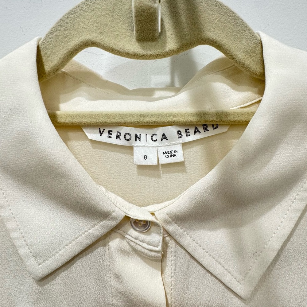 Veronica Beard Ivory Button-Up Blouse